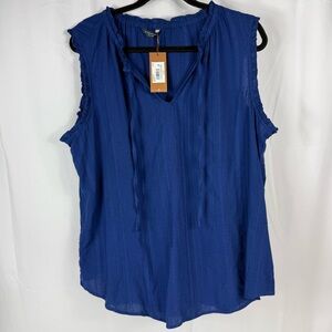 Denver Hayes Blue Lightweight Sleeveless Blouse Women's XL NWT